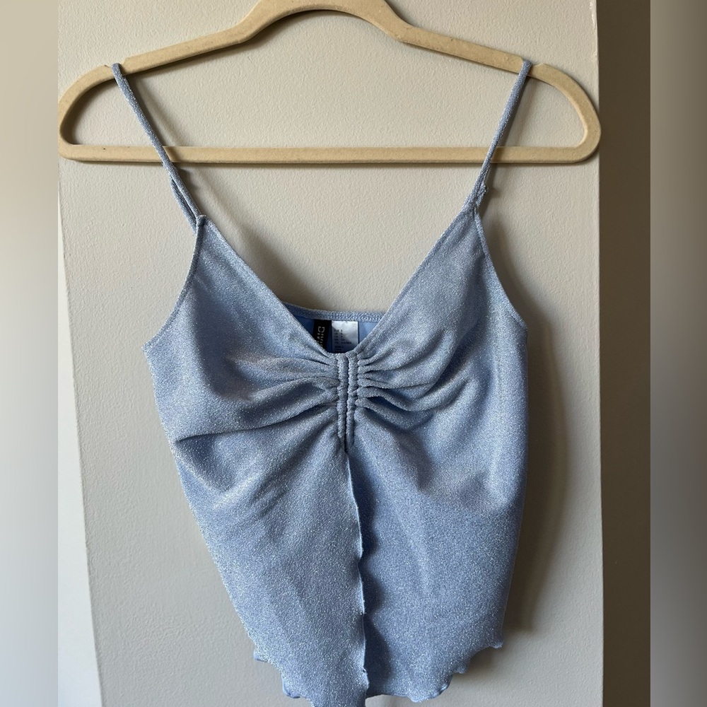 Chic Light Blue Ruched Women's Camisole